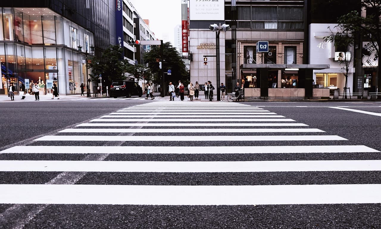 Pedestrian crossing seen from the driver’s seat